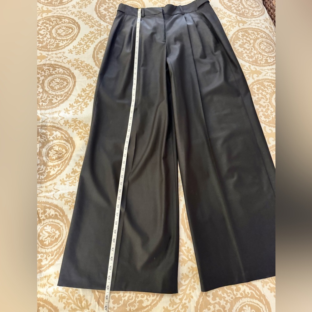 MINT COND ZARA WIDE LEG PLEATED BLACK TROUSERS SIZE LARGE WITH ADJUSTABLE WAIST - Picture 4 of 9